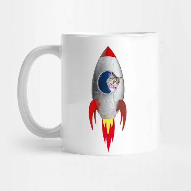 Funny Rocket Kitty (Grey White Tabby) by leBoosh-Designs